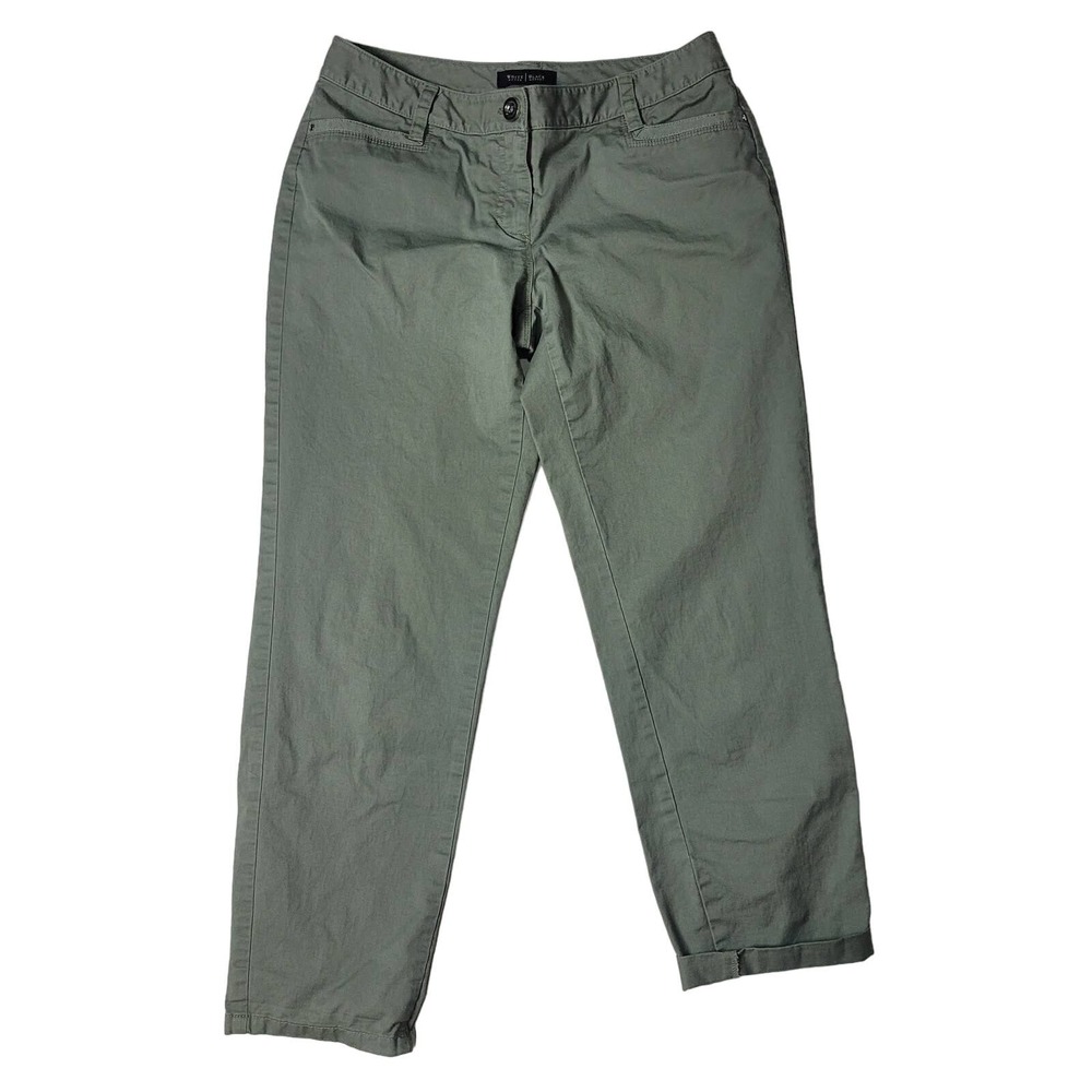 White House Black Market Women's Utility Crop Leg Pants Button Fly Zip Size 4